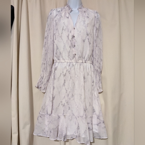 WHBM White purple Lavender Snake print ruffle dress medium New